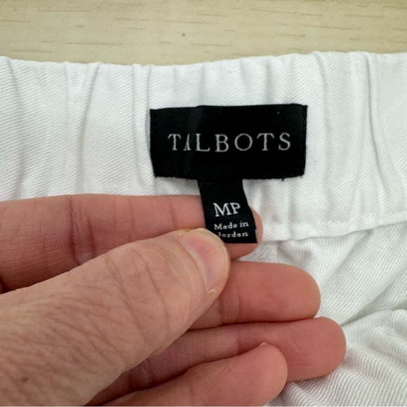 Talbots White Linen Elastic Waist pull on Crop Wide leg Pants Size M Petite - Picture 5 of 7